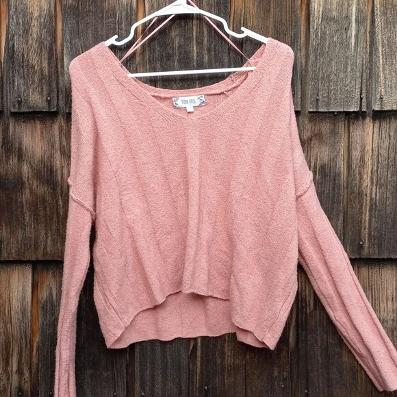 Pink Rose Heather Dolman Sleeve V Neck Blouse Summer Sweater‎ Oversize Size LG - Picture 1 of 6